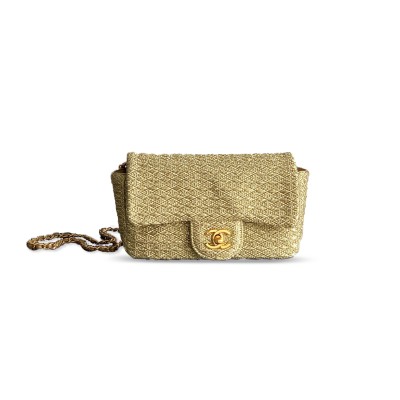 CHANEL CLASSIC FLAP BAG BRAIDED LUREX & SILVER-TONE METAL AS5279 (20.5*12.5*6cm)